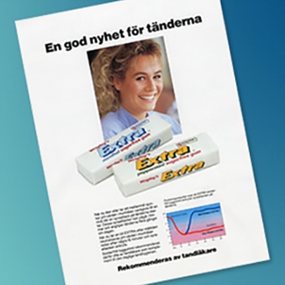 An advertisement for the Wrigley Oral Healthcare Program in 1989