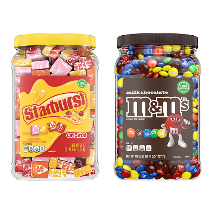 Recycled plastic pantry jars for M&M’S®, SKITTLES® and STARBURST®