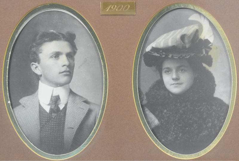 black and white headshots of Frank C. Mars and Ethel Kissack in 1900