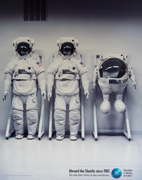 Advertisement for M&M’S® chocolate candies being selected as the first candy in space