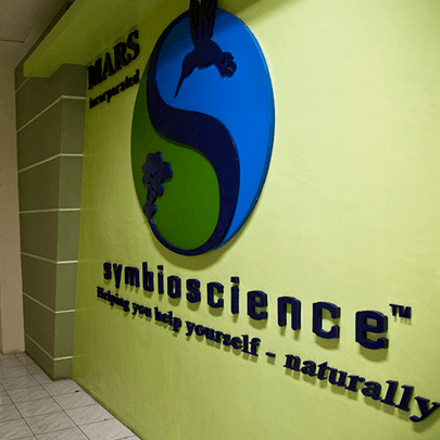 Mars Symbioscience logo on an office wall